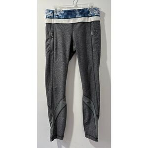 Lululemon women’s gray leggings side zip up pockets mesh size 6/28. #16-1596